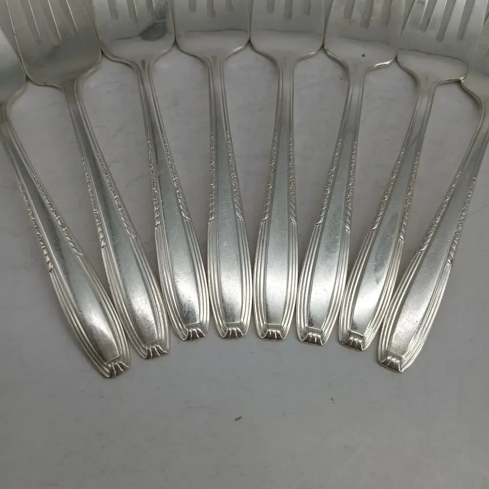 8X SF Harmony House by Wallace Serenade Silverplate Flatware Salad Forks Vtg